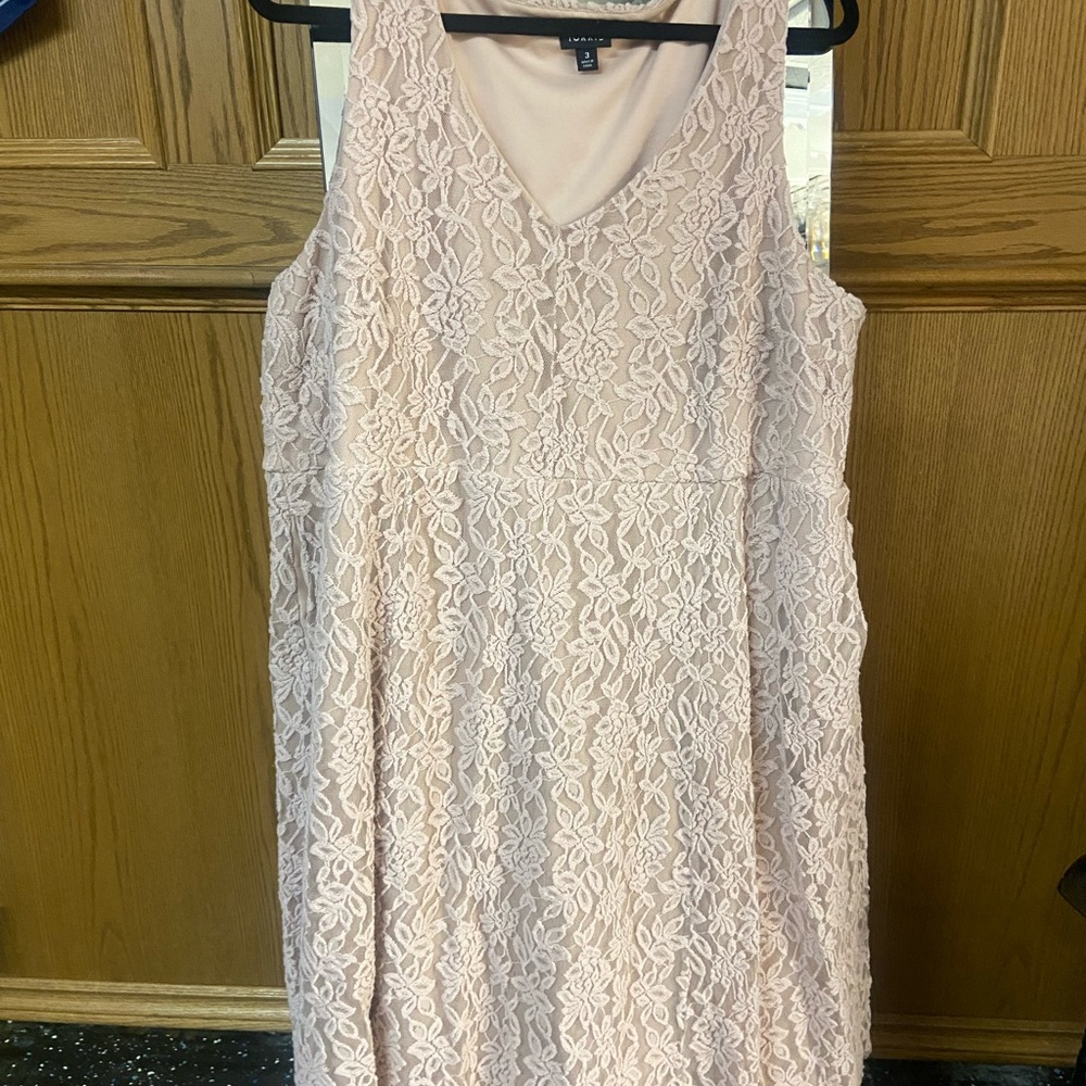 Torrid Pink Cream A-line Midi Dress V-neck Sleeveless